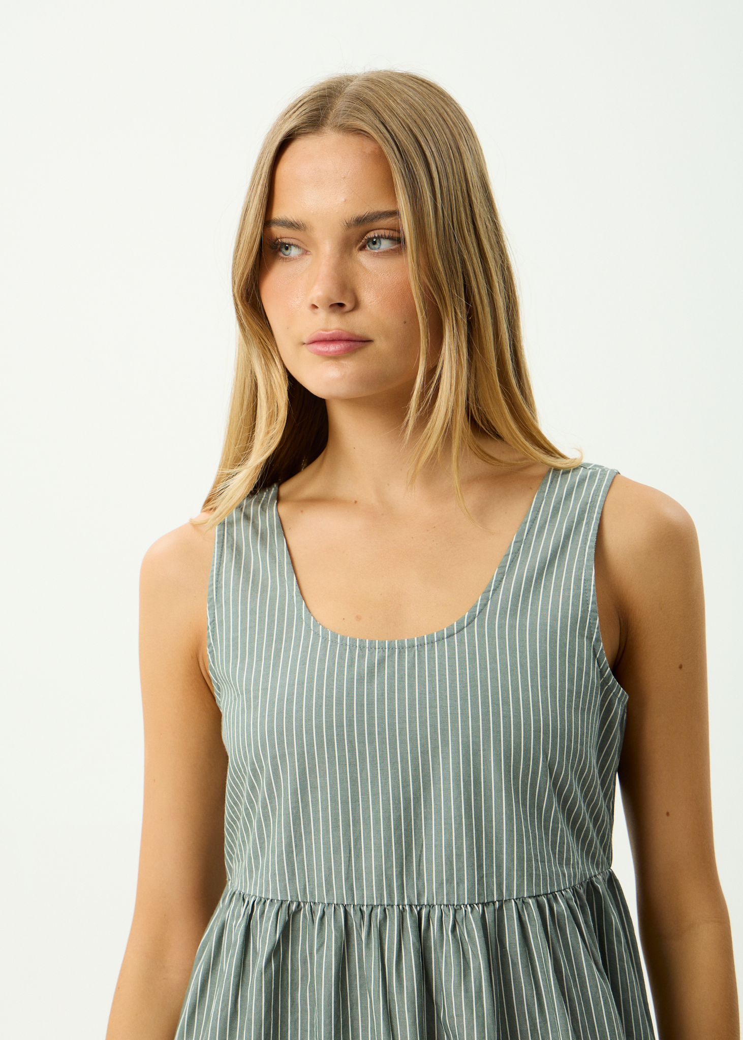 AFENDS Womens Pinned - Midi Dress - Sycamore Stripe