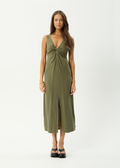 AFENDS Womens Halle - Linen Maxi Dress - Deep Olive