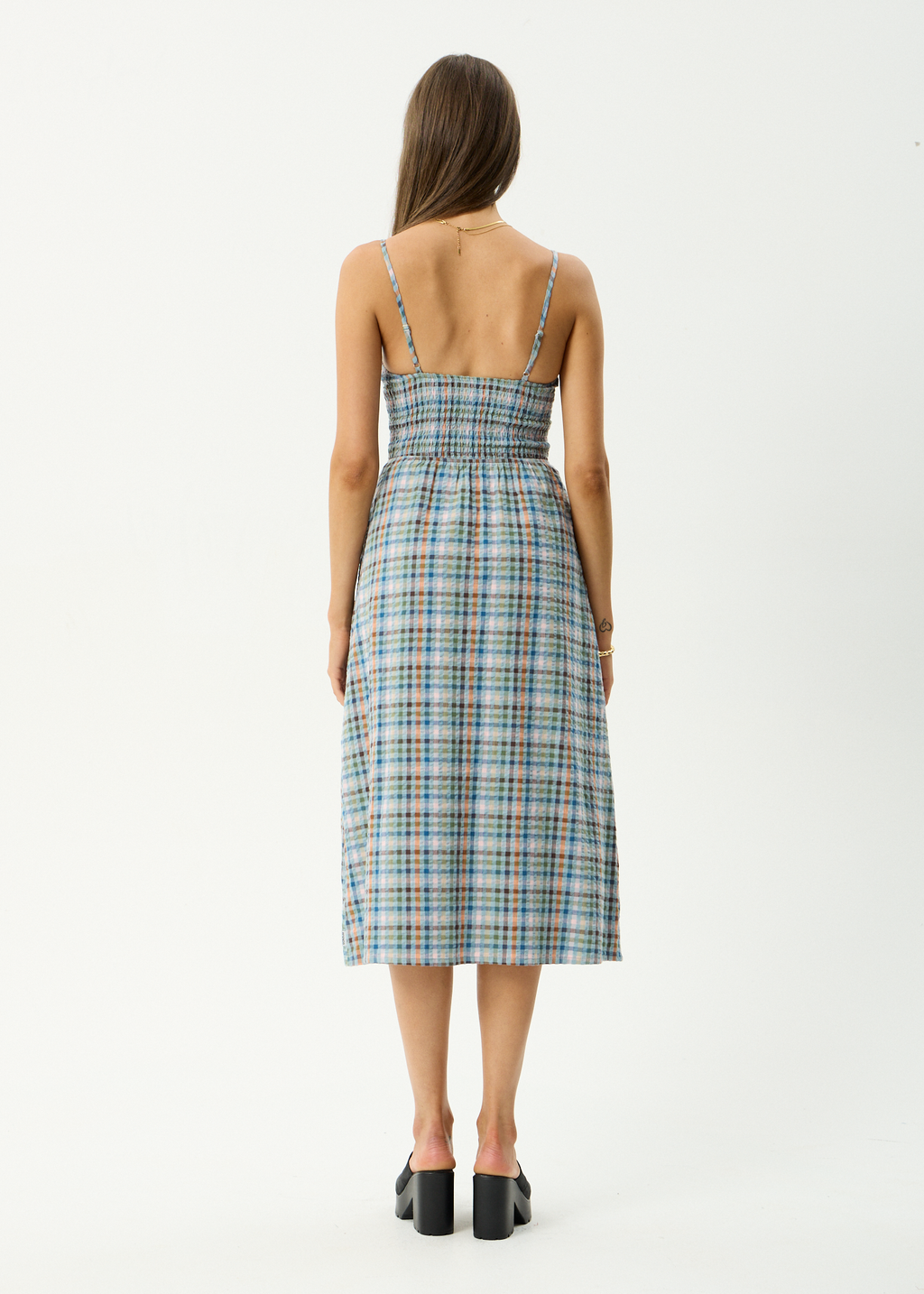 AFENDS Womens Amelie Check - Seersucker Midi Dress - Multi