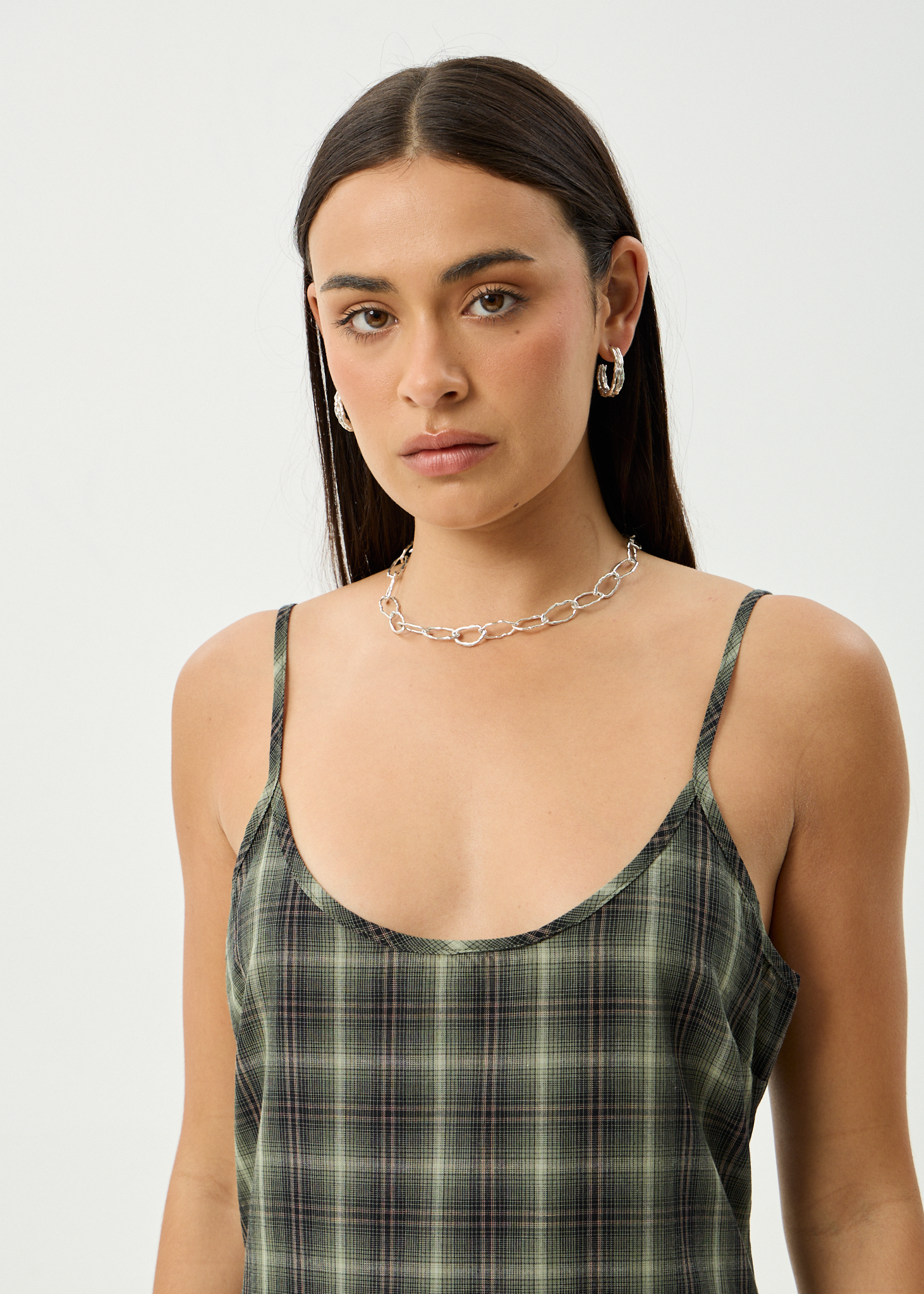 AFENDS Womens Valley - Maxi Dress - Jonah Deep Olive Check