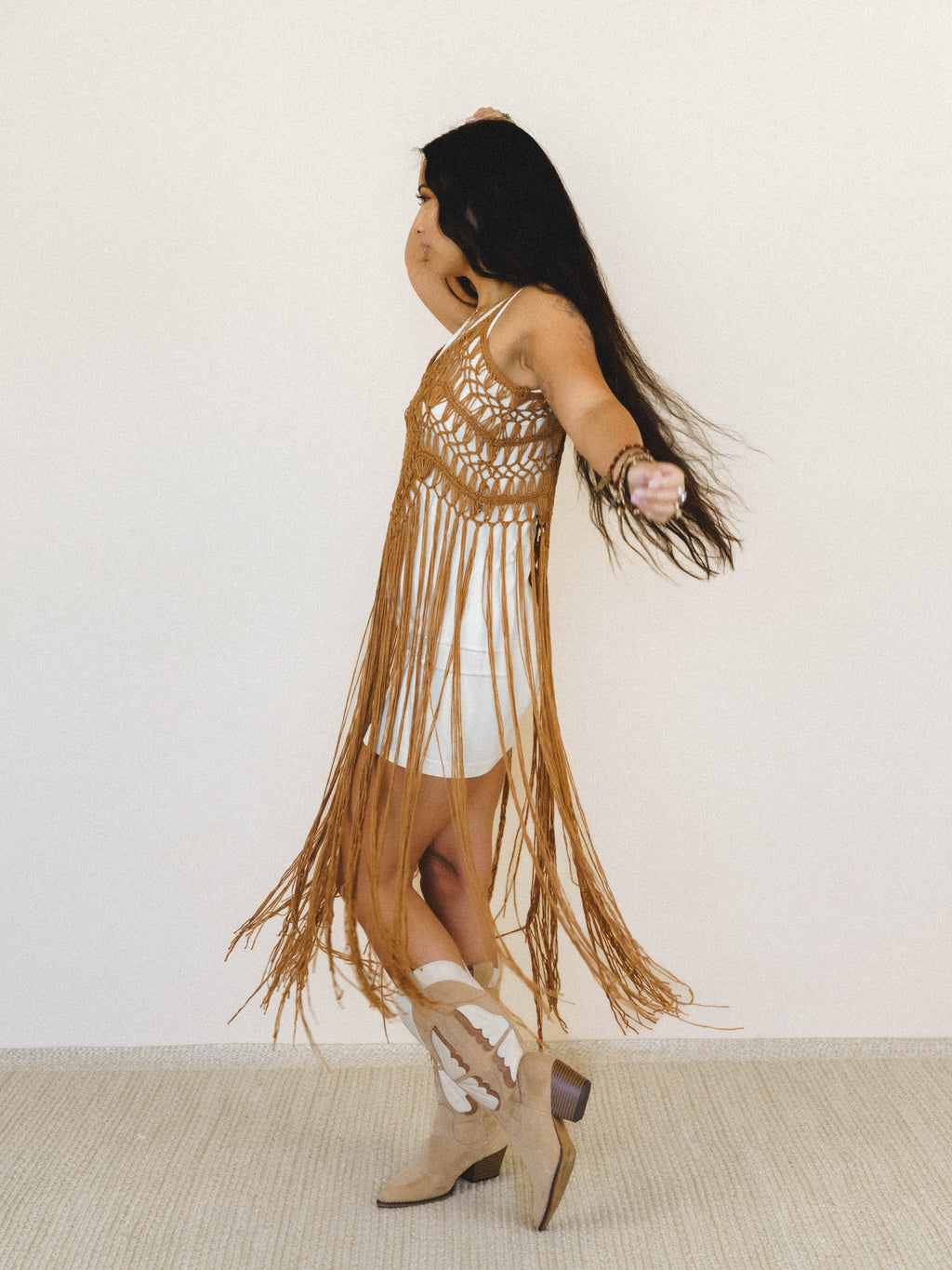 One with Nature Fringe Top - Camel
