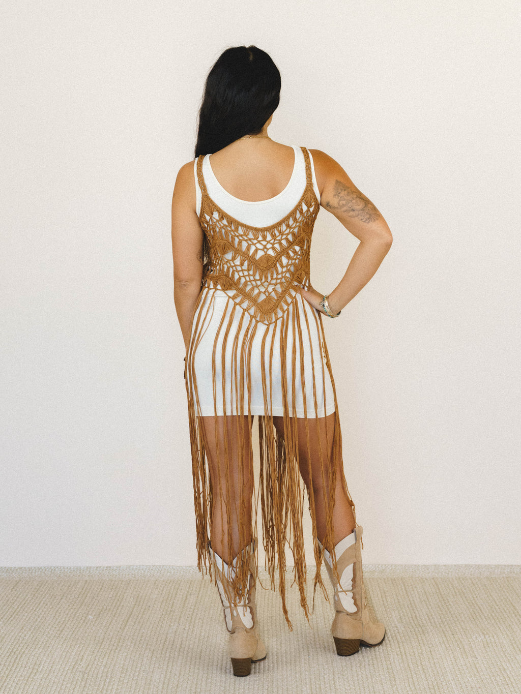 One with Nature Fringe Top - Camel