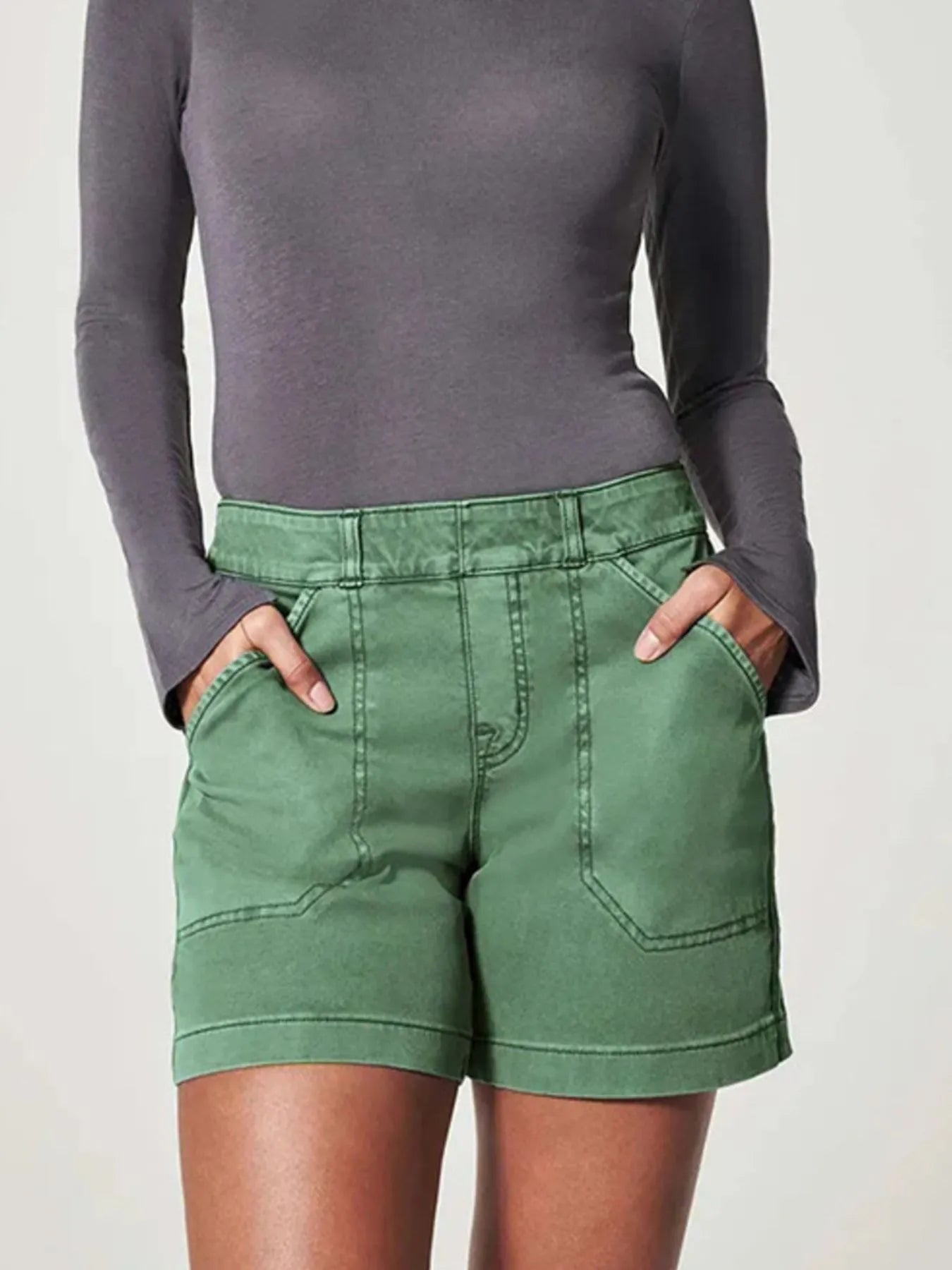 Full Size Vintage Washed Denim Shorts with Pockets Plus Size