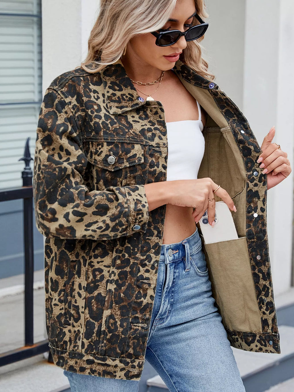 Button Up Long Sleeve Denim Jacket
