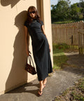 AFENDS Womens Elodie - Seersucker Midi Dress - Black