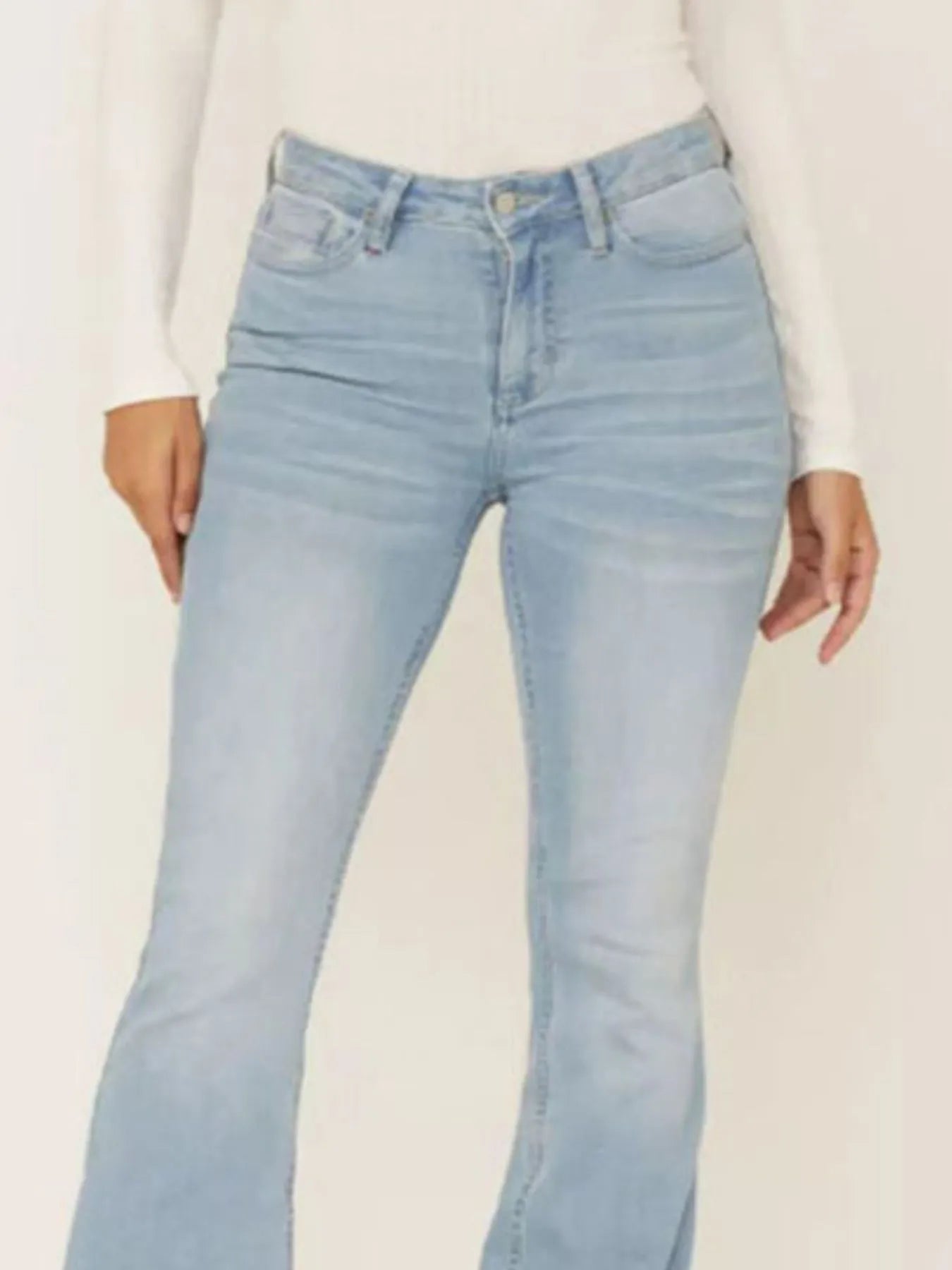 Full Size Wash Flare Jeans with Pockets Plus Size