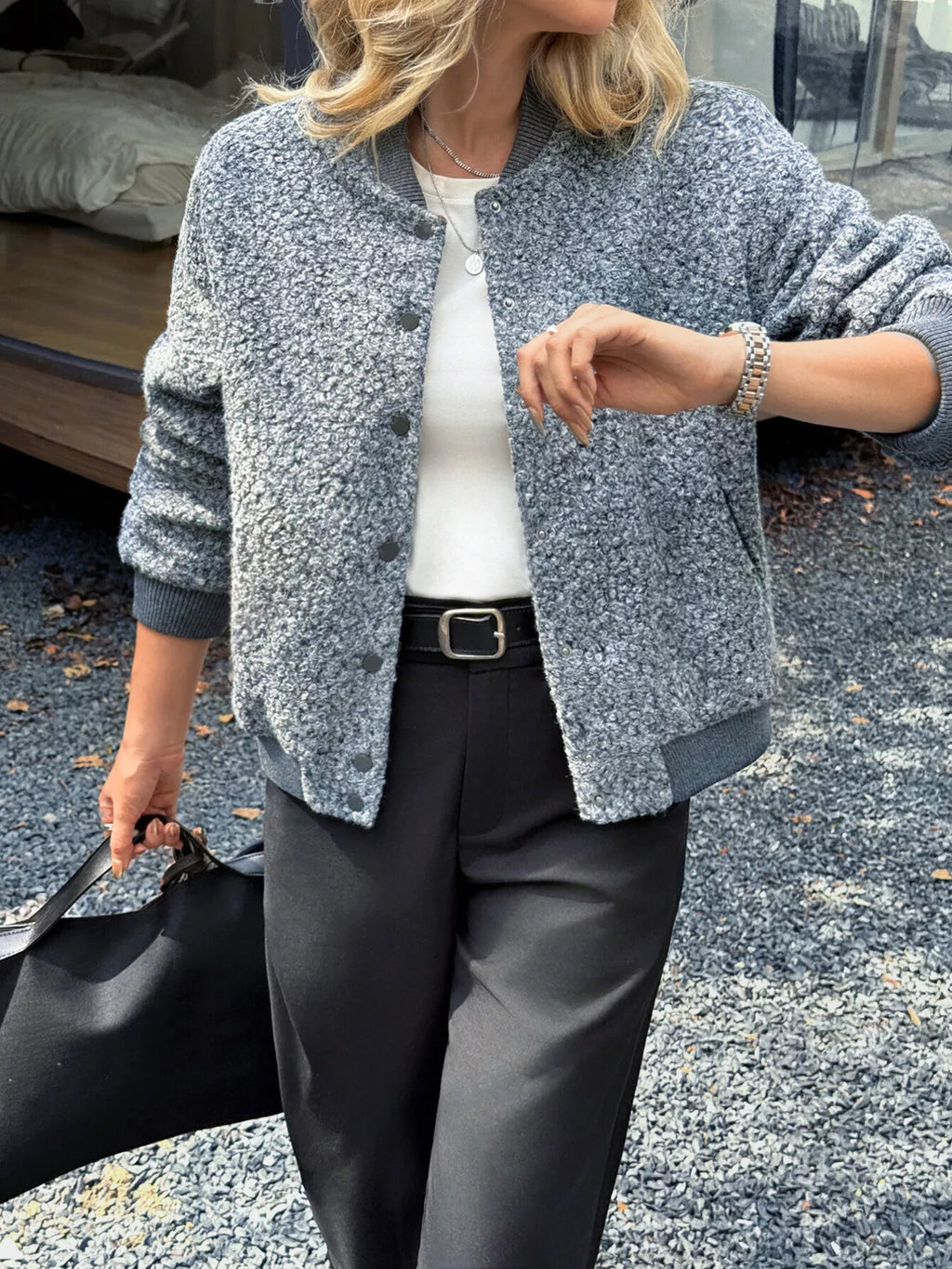 Snap Down Dropped Shoulder Jacket