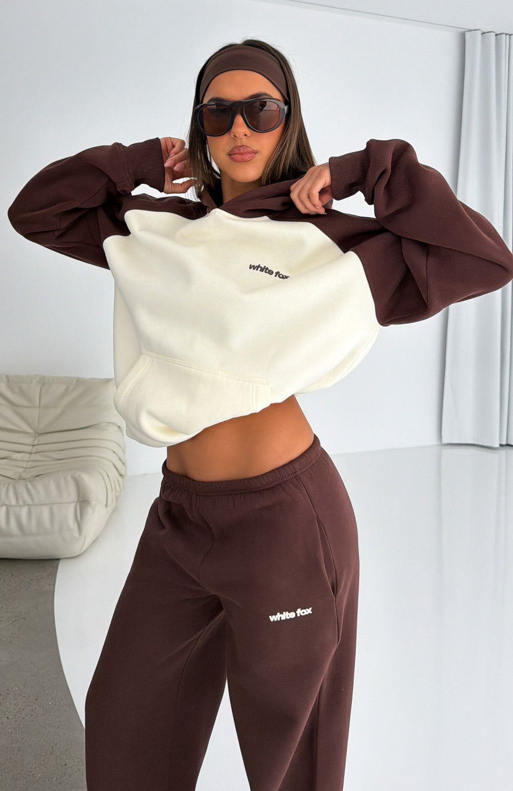 Loving It Here Oversized Hoodie Cream/Chocolate