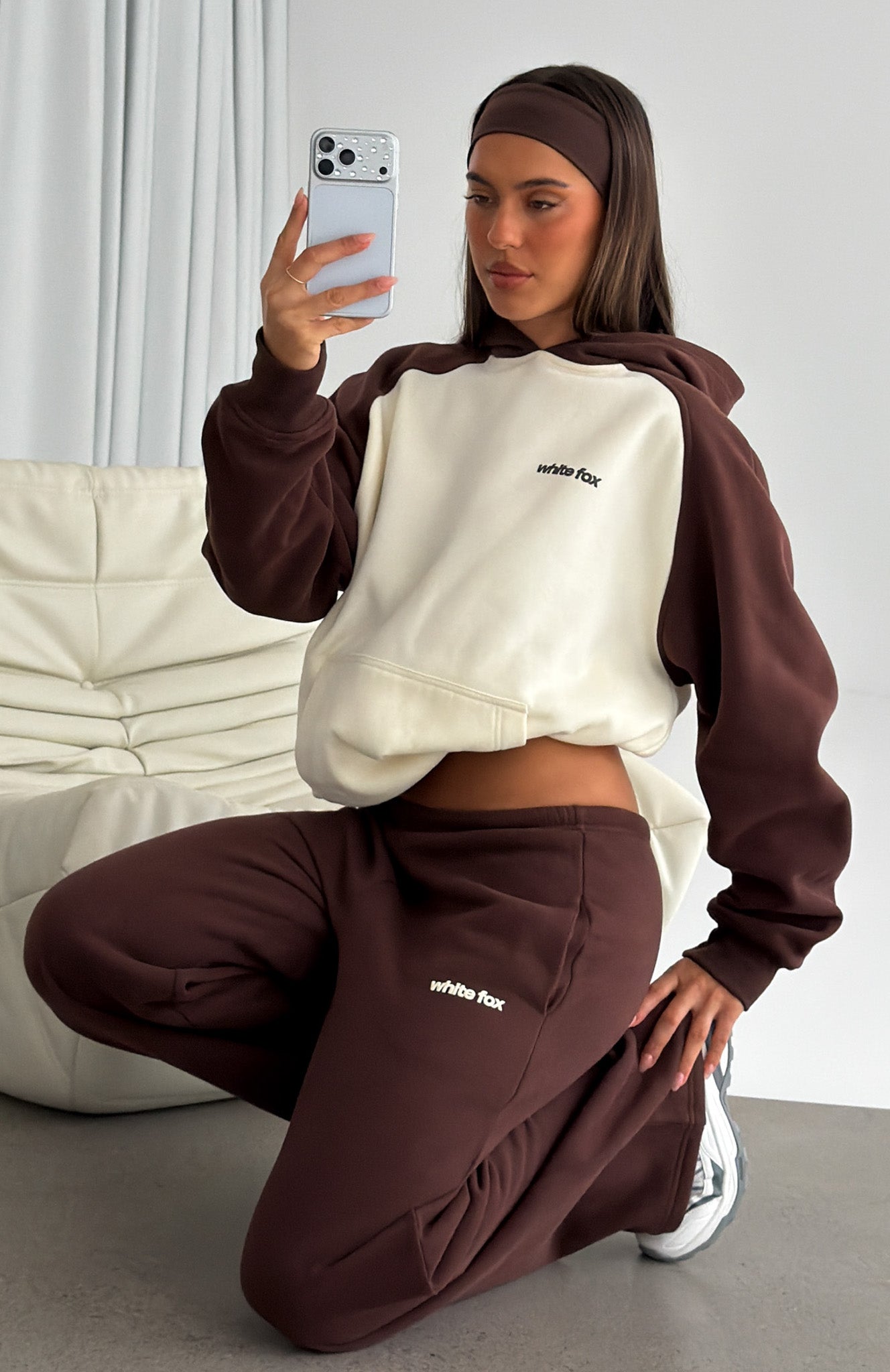 Loving It Here Oversized Hoodie Cream/Chocolate