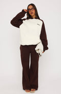 Loving It Here Oversized Hoodie Cream/Chocolate