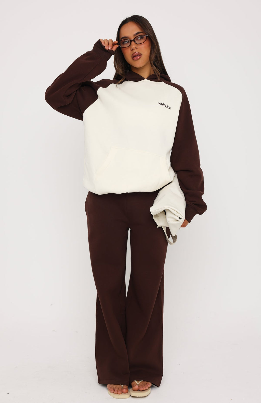 Loving It Here Oversized Hoodie Cream/Chocolate