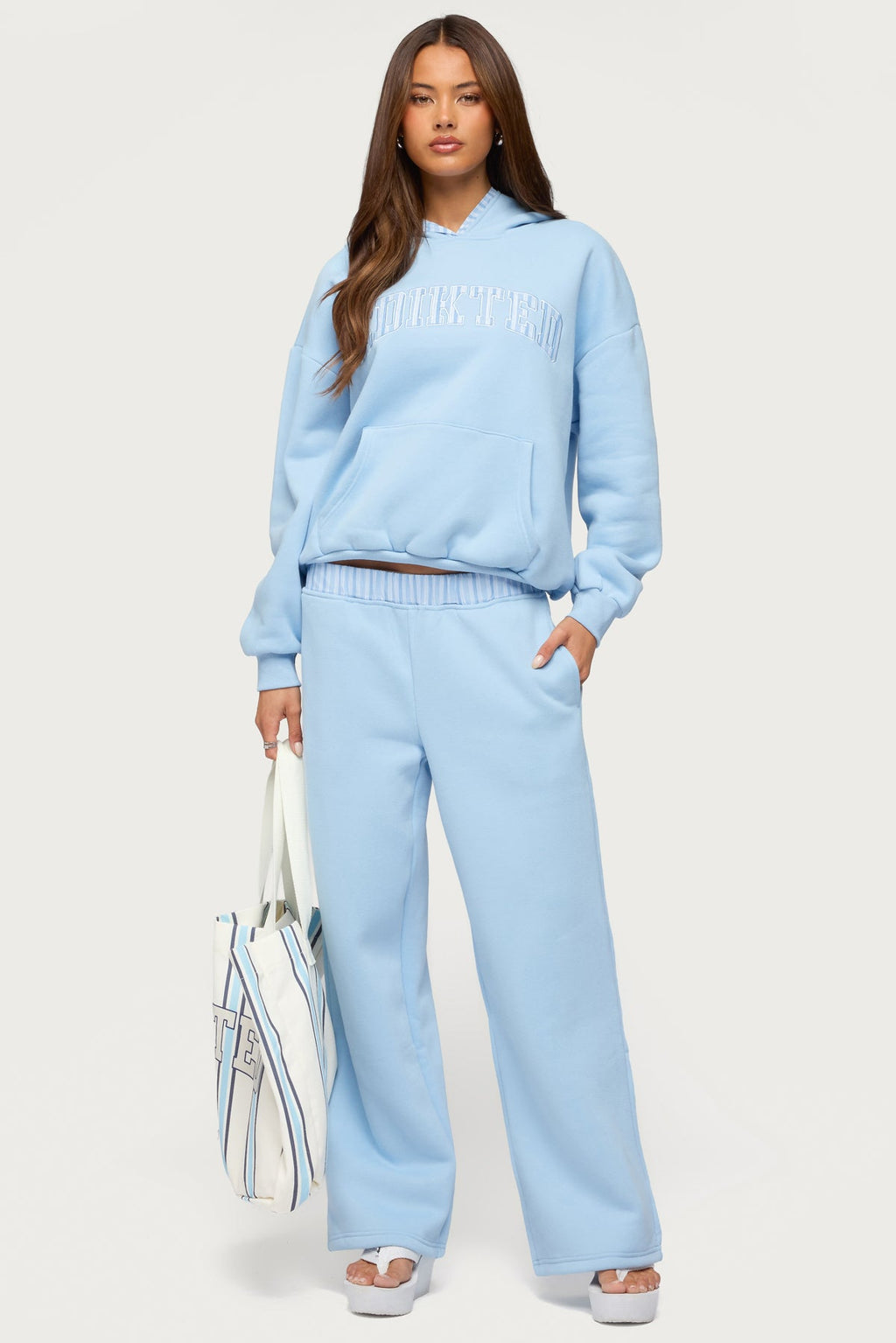 Edikted Core Stripey Wide Leg Sweatpants