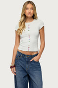 Cary Mixed Button Up T Shirt