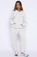 Moving Out Waffle Oversized Hoodie Light Grey Marle