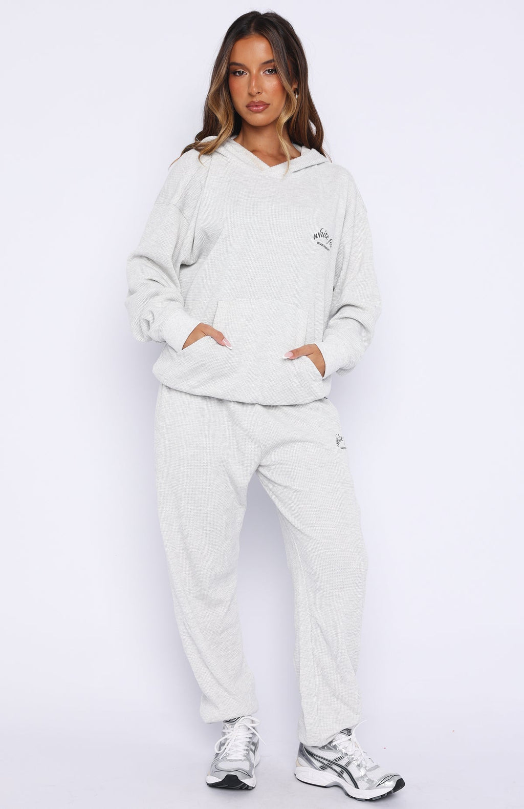 Moving Out Waffle Oversized Hoodie Light Grey Marle