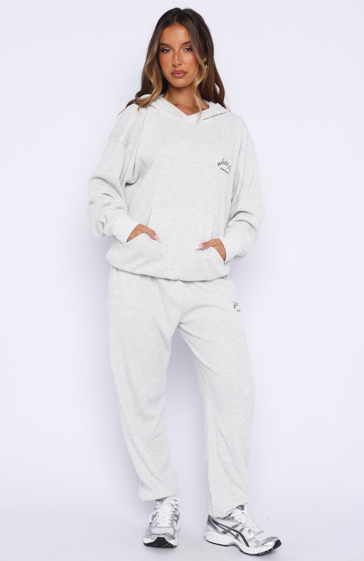 Moving Out Waffle Oversized Hoodie Light Grey Marle